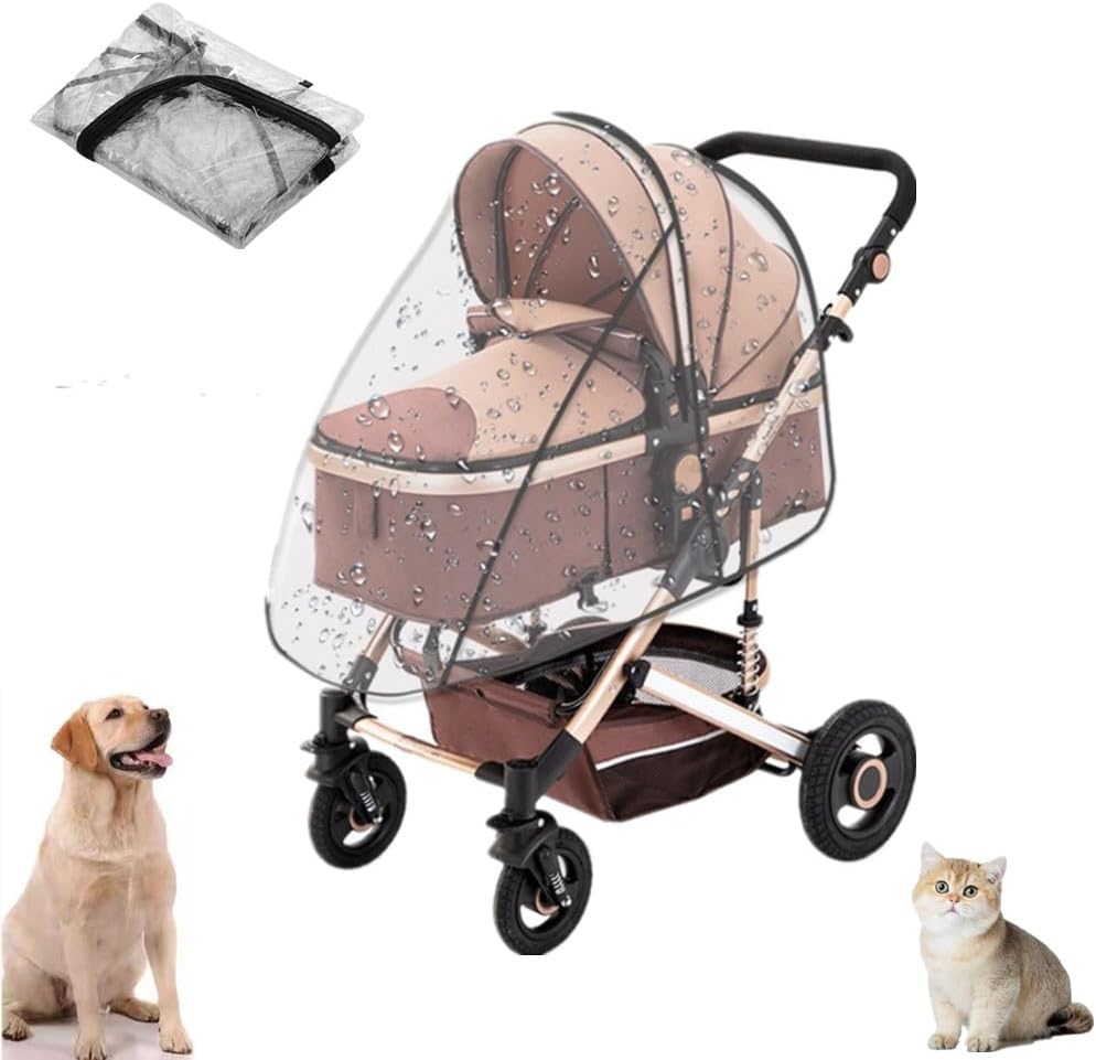 【全店通用25%OFFクーポン】ペット用ベビーカーレインカバー 雪/雨/風よけカバー 犬/猫/ペットベビーカー用 折りたたみ式クリアペットレインカバー 様々なペットベビーカーモデルに適しており、雨の日でもペットを連れ出す|大森麗萱