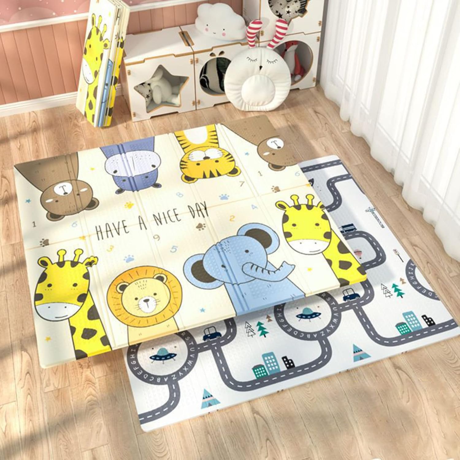 【25%OFFクーポン】ベビーマット 180*200*1cm おしゃれ 清掃簡単 折りたたみ キッズ用プレイマット 子供 防水 防音 収納 安全 無毒 無味 両面使用可 ジョイントマット 衝撃緩和 転倒防止 出産祝い ルーム