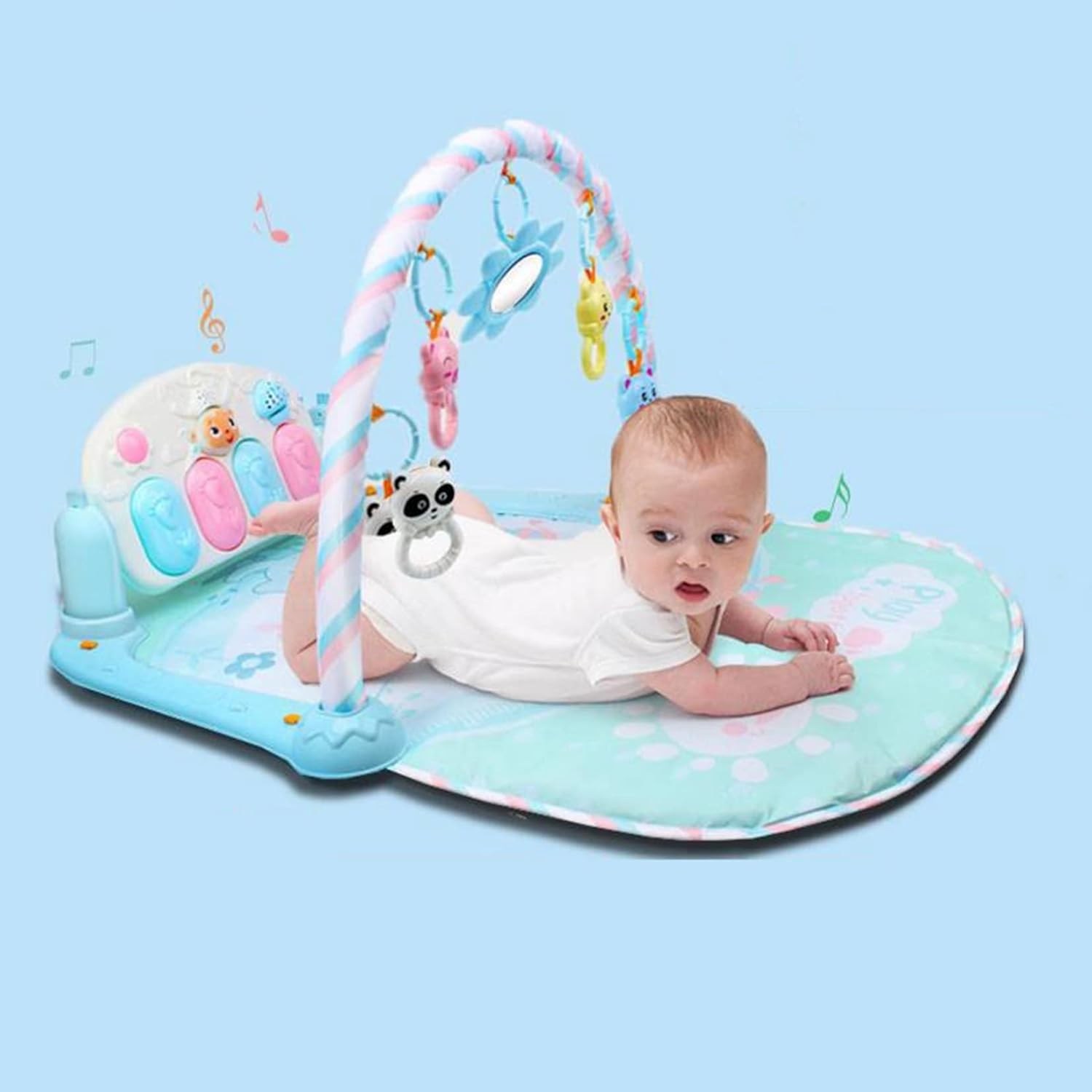 【25%OFFクーポン】ベビージム 46*75*44cm 赤ちゃん おもちゃ付き プレイマット プレイジム 幼児 ベビーおもちゃ 新生児 音が鳴るピアノ ベビージムマット 知育おもちゃ 出産準備 知育玩具 洗濯可能 ピアノジ