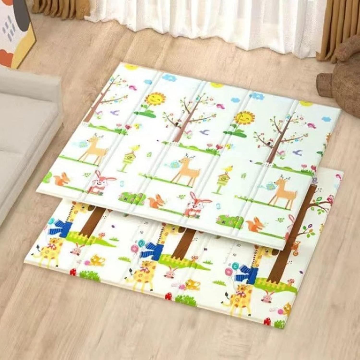 【25%OFFクーポン】ベビープレイマット 160*180*2cm 可愛い キッズ用プレイマット おしゃれ 動物 厚手 赤ちゃん 折り畳み式 遊び 学べる 楽しい 収納 両面パターン 安全素材 転倒防止 衝撃緩和 出産祝い
