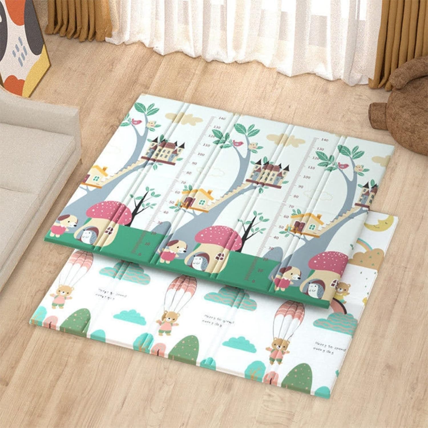 【25%OFFクーポン】プレイマット 180*160*2cm 折りたたみ 子供 薄手 厚手 キッズ用プレイマット おしゃれ 可愛い 動物 防水 両面パターン 安全素材 安全 無毒 無味 出産祝い ルームマット フロアマット 5,136円