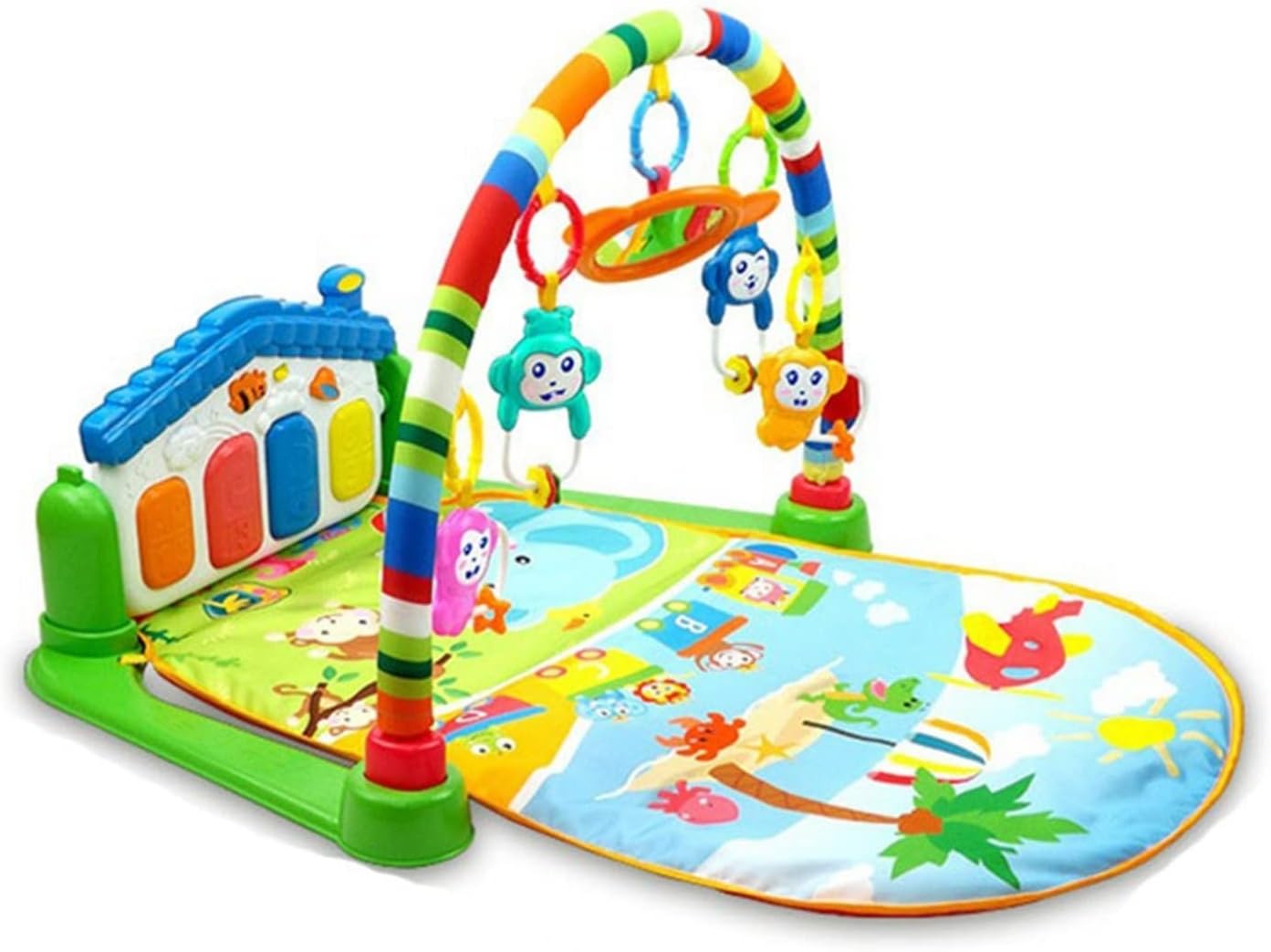 【全店通用25％OFFクーポン】ベビージム 50*84*45cm ベビーおもちゃ 新生児 プレイマット プレイジム 幼児 おもちゃ付き?音が鳴るピアノ ベビージムマット ライト知育おもちゃ 出産準備 室内遊具 知育玩具 洗濯可｜大森麗萱