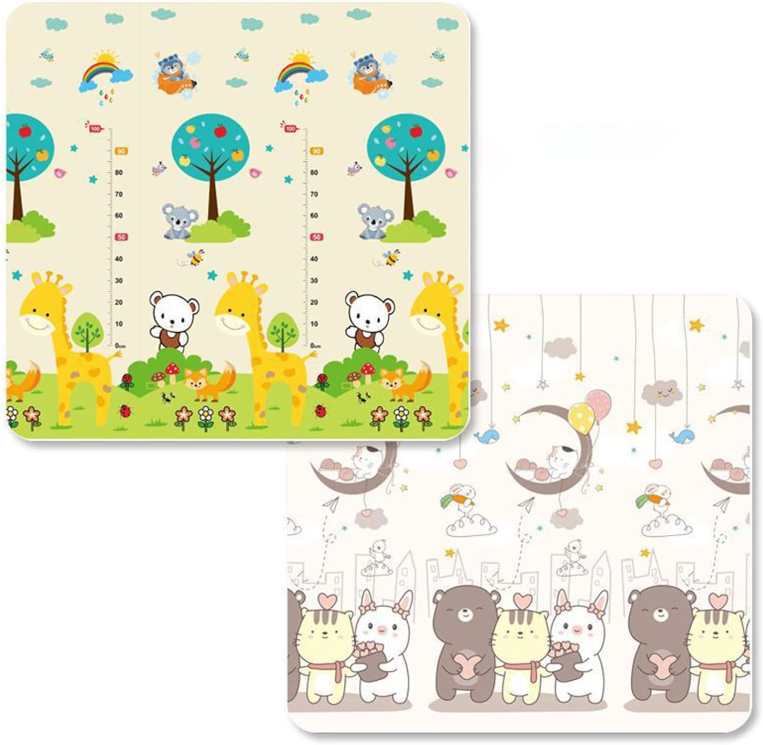 【全店通用25％OFFクーポン】プレイマット 150*200*2cm 折りたたみ ベビーマット 薄手 厚手 遊び 学べる 清掃簡単 両面パターン キッズ用プレイマット 可愛い 動物 転倒防止 収納 安全 無毒 無味 出産祝い｜大森麗萱
