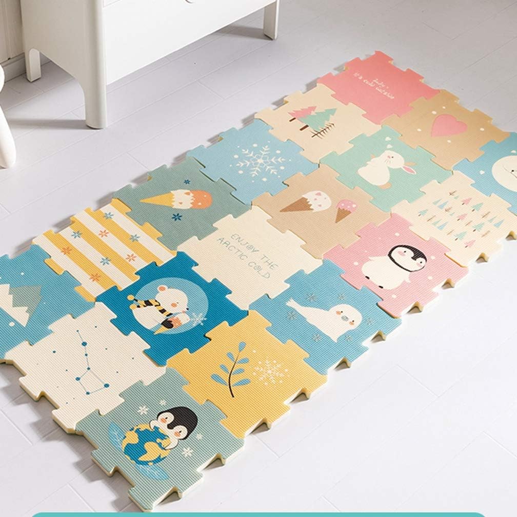 【全店通用25％OFFクーポン】パズルマット ジョイントマット 18枚セット 30ｃｍ&times;厚み2ｃｍ 赤ちゃん ベビー フロアマット 床暖房対応 知育 絵柄 両面 抗菌/エコ/洗える/防音/ケガ防止 クッションマット プレイマッ｜大森麗萱