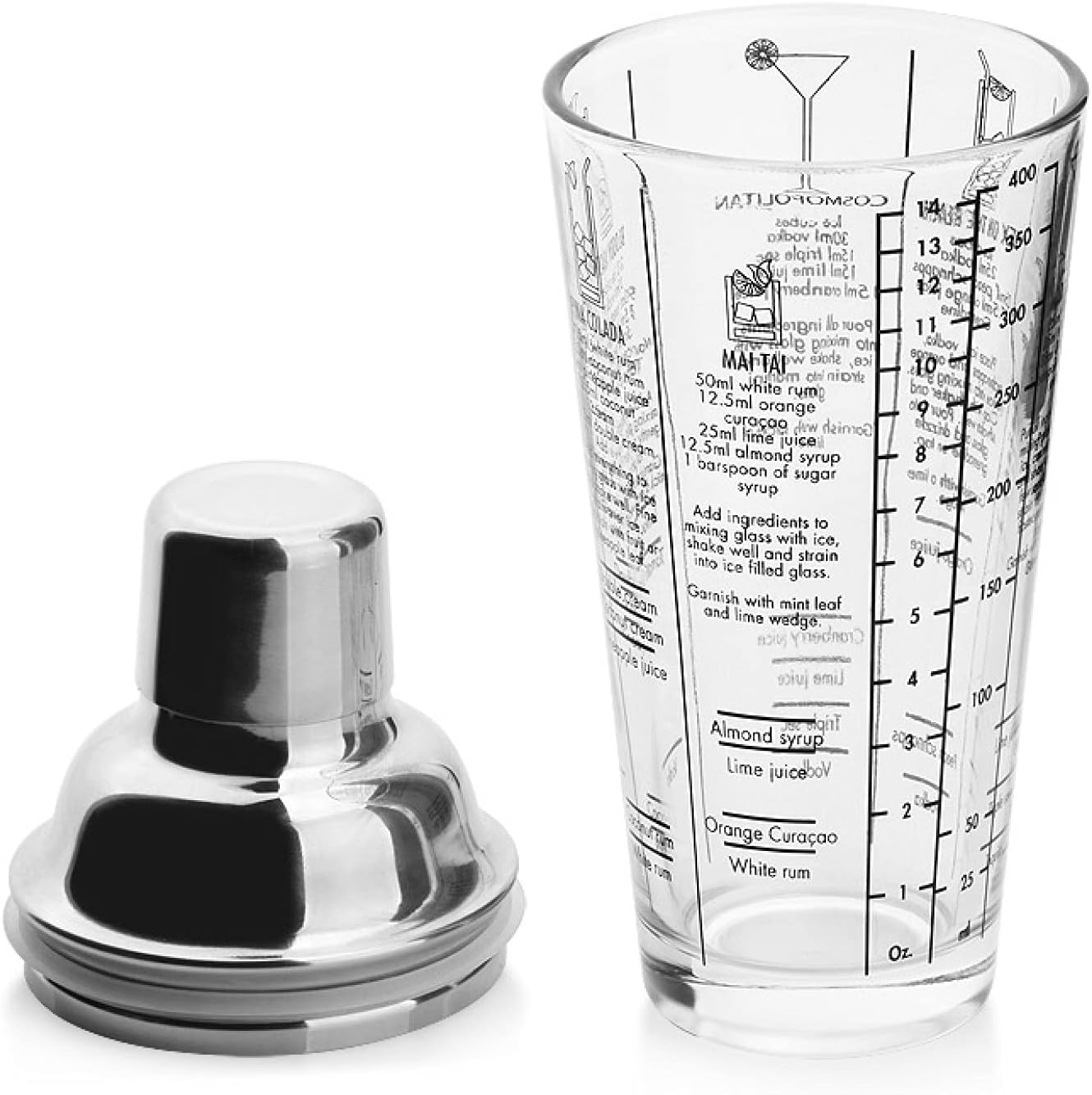 ガラススノーカップ 400ml カクテル ドリンクシェーカー ボストンシェーカー スノーカップ ミルクティーショップ スノーケトル スケール付き バー用 ドリンク混合バーツール｜大森麗萱