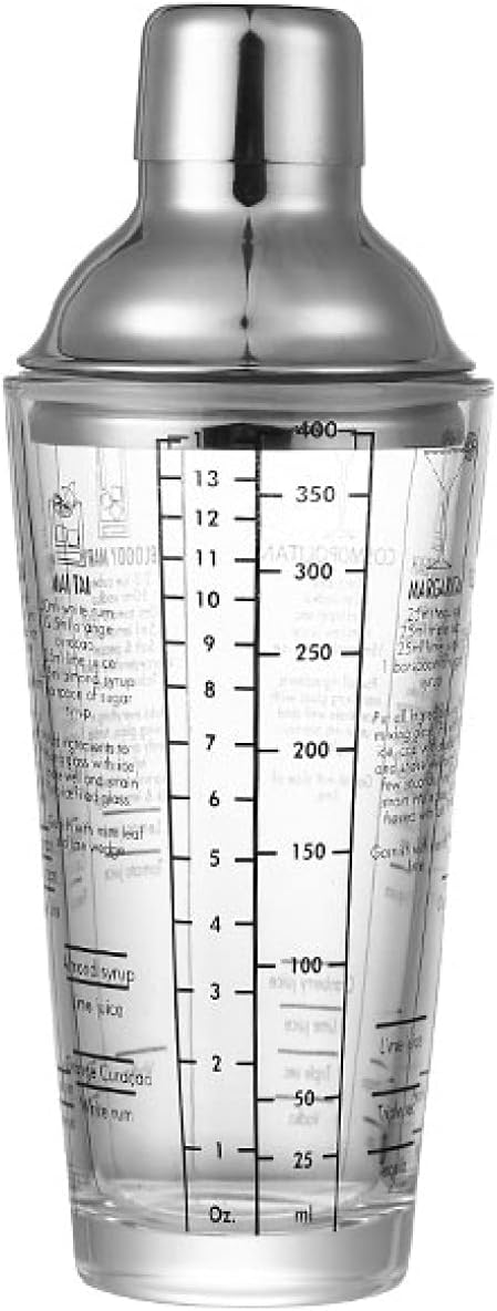 ガラススノーカップ 400ml カクテル ドリンクシェーカー ボストンシェーカー スノーカップ ミルクティーショップ スノーケトル スケール付き バー用 ドリンク混合バーツール|大森麗萱