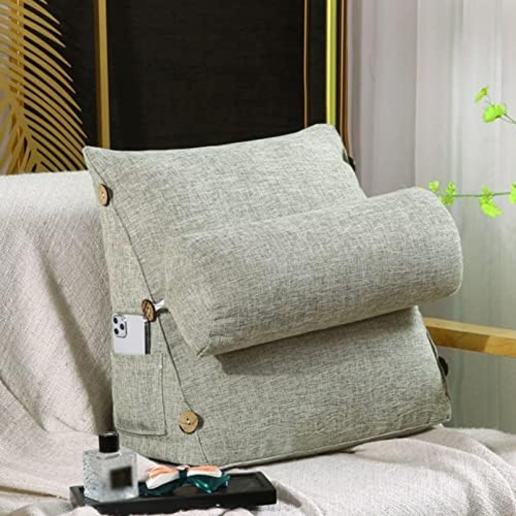 ウェッジ枕 うつぶせ寝クッション ベッドクッション グリーンA 三段階調整 60*50*20cm ウェッジクッション 読書クッション 自宅用 デイベッド かわいい 三角枕 うつぶせ寝クッション リーデ｜大森麗萱