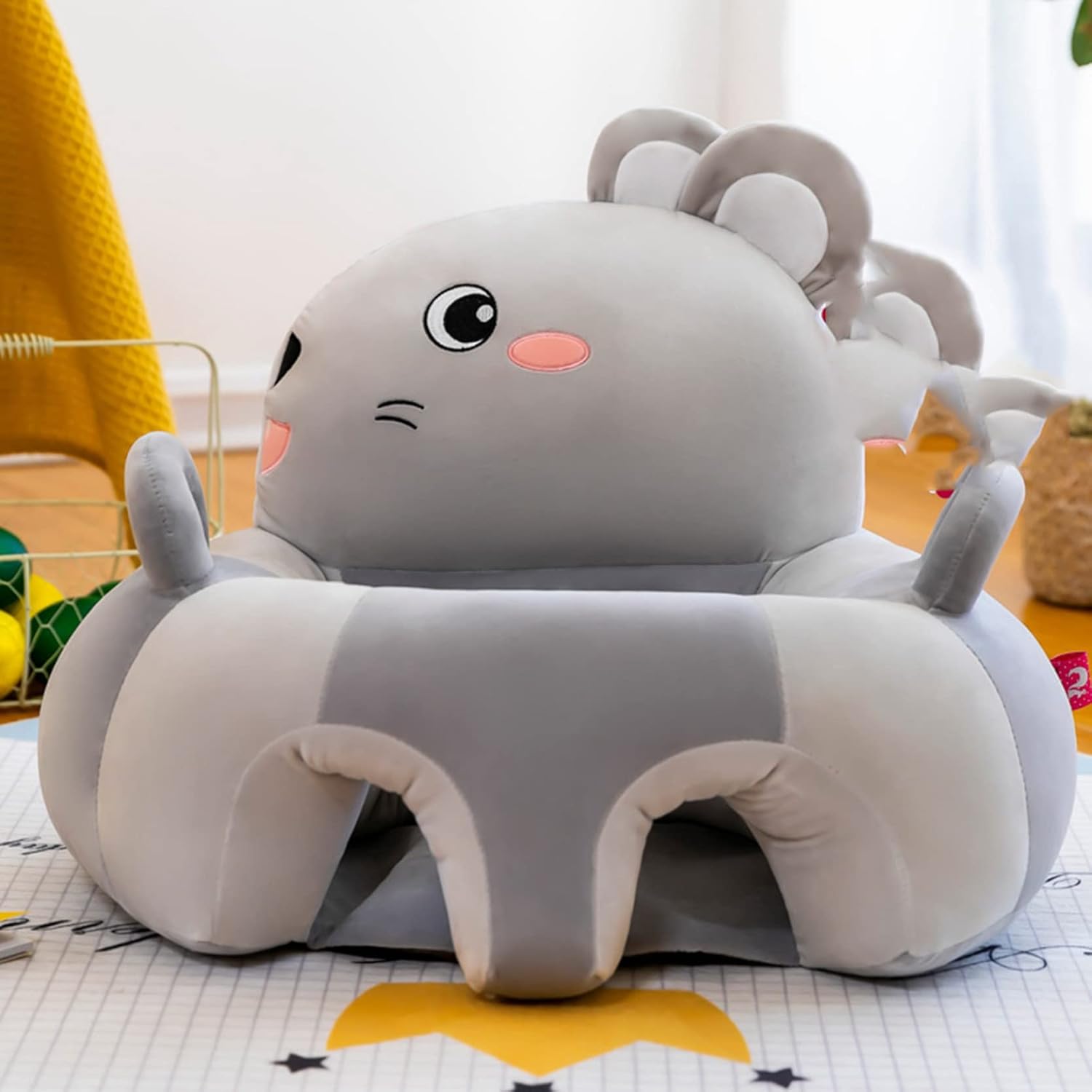 ぬいぐるみチェア 可愛い お座り練習 ベビーソファー アニマル 子供用 ソフト コットン 安定感 お食事用 滑り止め付 ベビーグッズ 装飾り 赤ちゃん椅子 キッズソファー 保育園 幼稚園 55*50C