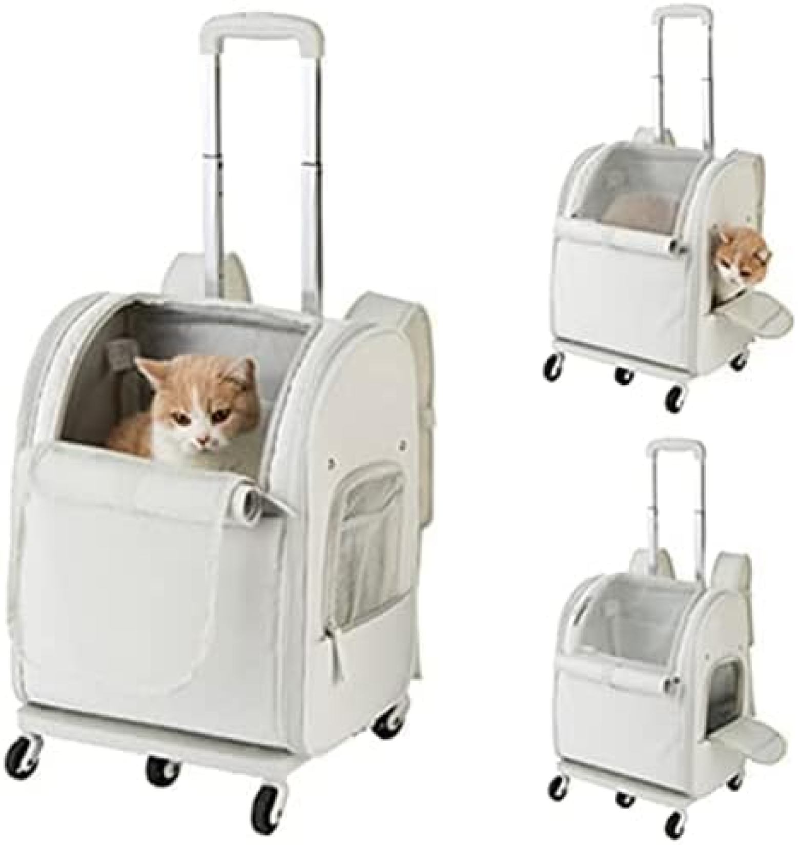 【20%OFFクーポン~】ペットキャリーバッグ 猫キャリーリュック ペットキャリー 犬用キャリーカート キャスター付き 犬猫用 キャリーカート 折りたたみ可 省スペース ペット用 中型犬?大型犬対応 タイロッド付き マット付き|大森麗萱