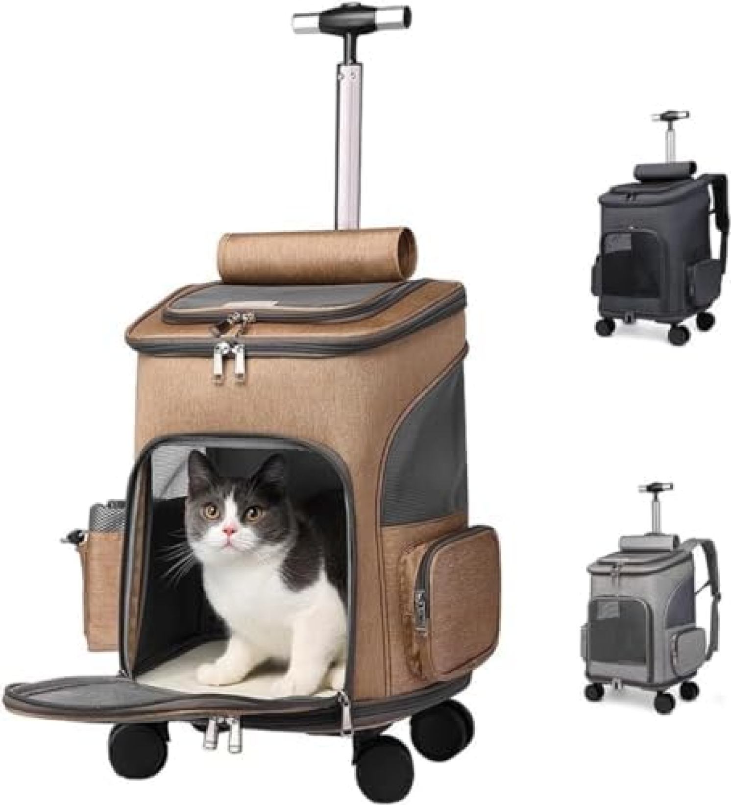 【20%OFFクーポン~】犬 猫 リュック キャスター付き 折りたたみ 4輪 ペットキャリーバッグ 4WAY ペットバッグ ハンドル付きキャリーリュック キャット ドッグ キャリーカート 通気性 散歩 ドライブ 小動物兼用 防|大森麗萱