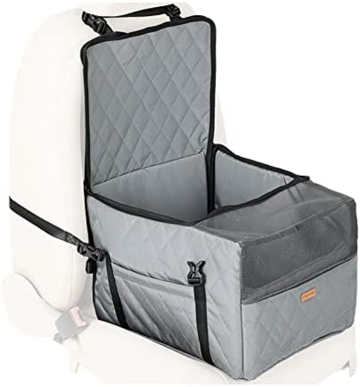 【20%OFFクーポン～】ペット 犬 猫用 ドライブボックス ペットキャリー キャリーバッグ 助手席用 防水 通気 耐摩 飛び出し防止 安全ベルト付き 折り畳み式 洗濯可能 犬 グレー ペット用品 アウトドア カー用品 通院｜大森麗萱