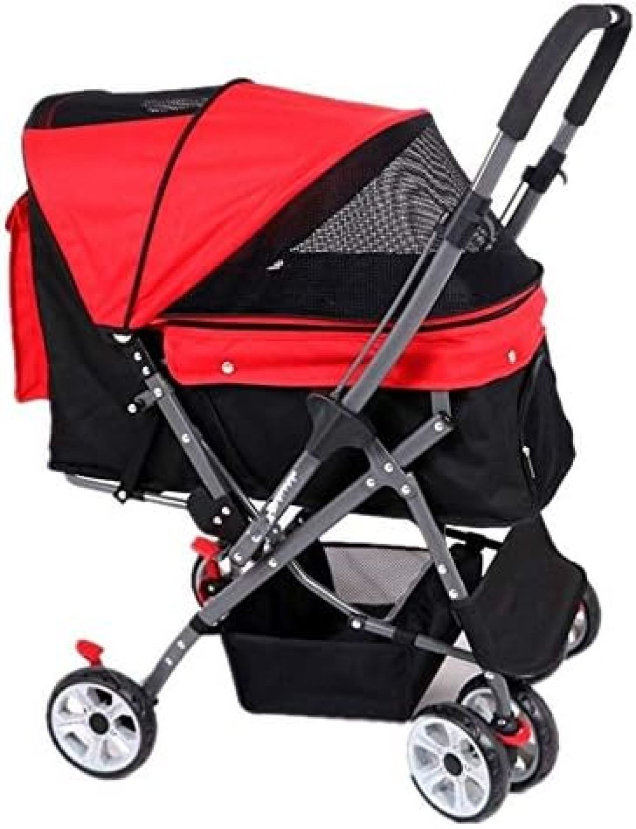 【20%OFFクーポン～】ペットカート ベビーカー 犬 猫 バギー 多頭 ペットベビーカー猫子犬ベビーカー簡単に高速折りたたみ四輪アウトドア旅行をインストールするには 持ち運びに便利な 93x70x48cm｜大森麗萱