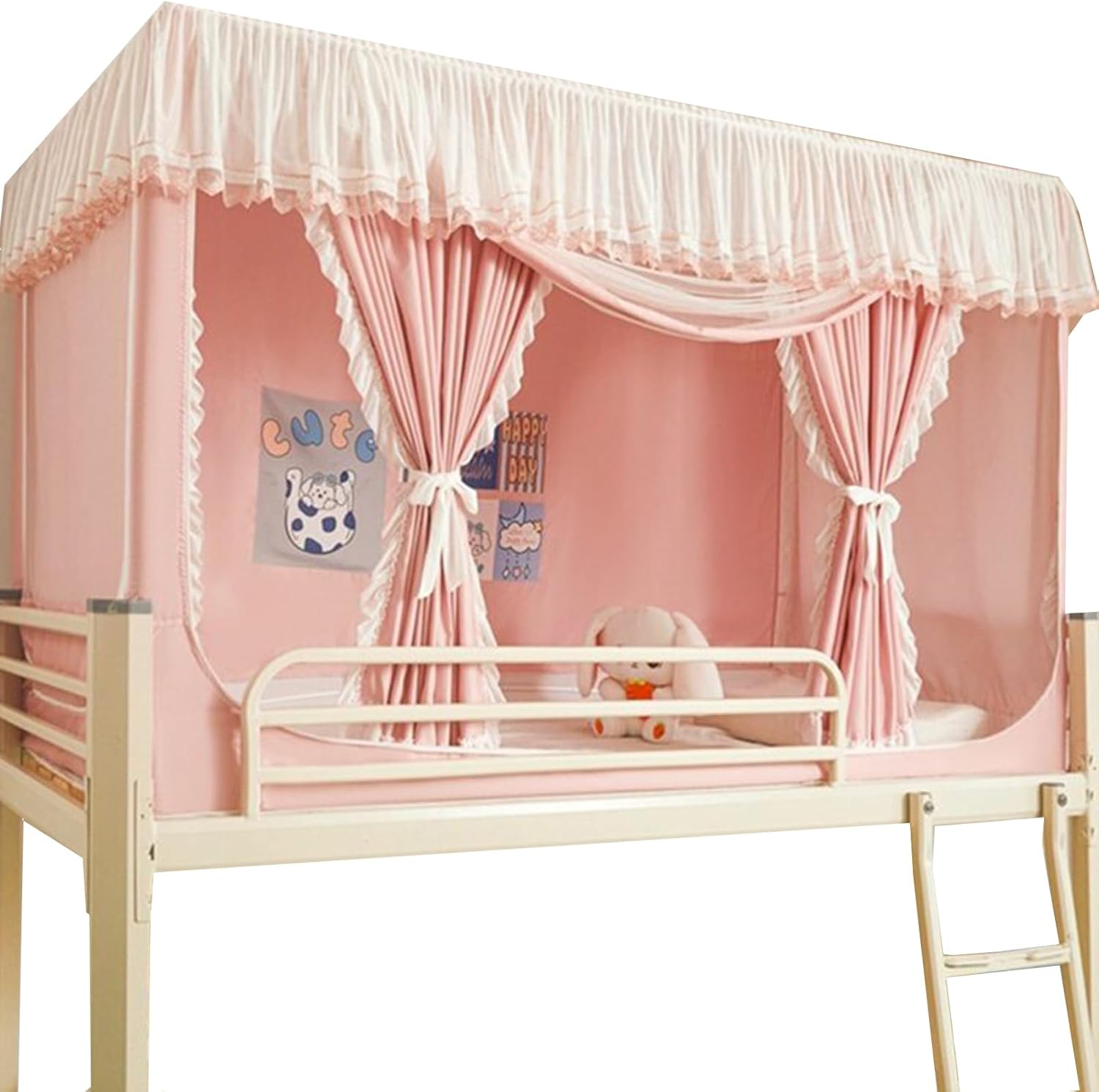 【全店通用25％OFFクーポン】蚊帳テント ワイドルーフ ポータブル屋内テント、防塵、防蚊、遮光カーテンフレーム シングルベッドまたはダブルベッド学生寮ベッドキャノピー用 ピンク 75"L x 35"W x 35"H｜大森麗萱