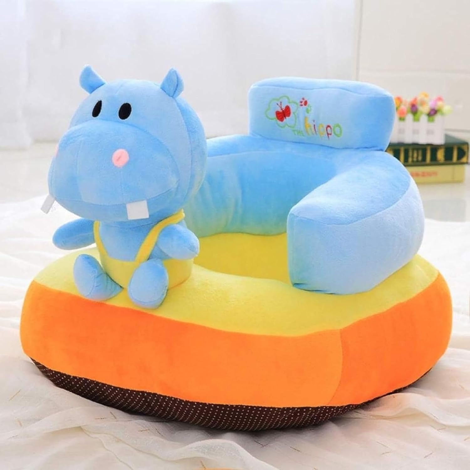 子供用ソファー 動物 お座り練習チェア ぬいぐるみ 柔らかい ふわふわ かわいい 転倒防止 座布団 滑り止め 洗える ベビーソファー ソフトチェア 3ヶ月~3歳 幼児 保育園 誕生日 贈り物 ブルー5