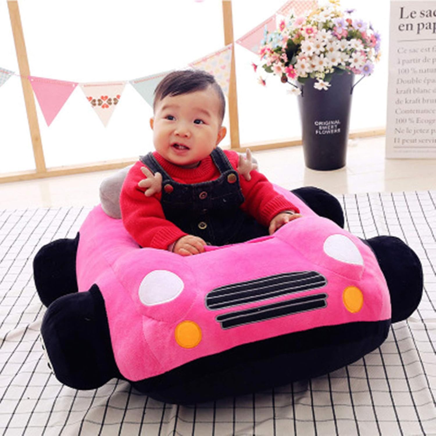 【25%OFFクーポン】お座り練習チェア 車型 ベビーソファー キッズソファー ソフト 安定感 5ヶ月～１8ヶ月 お食事用 コットン カワイイ ベビーグッズ ギフト 贈り物 保育園 赤ちゃん椅子 子供用ソファー 70*65c