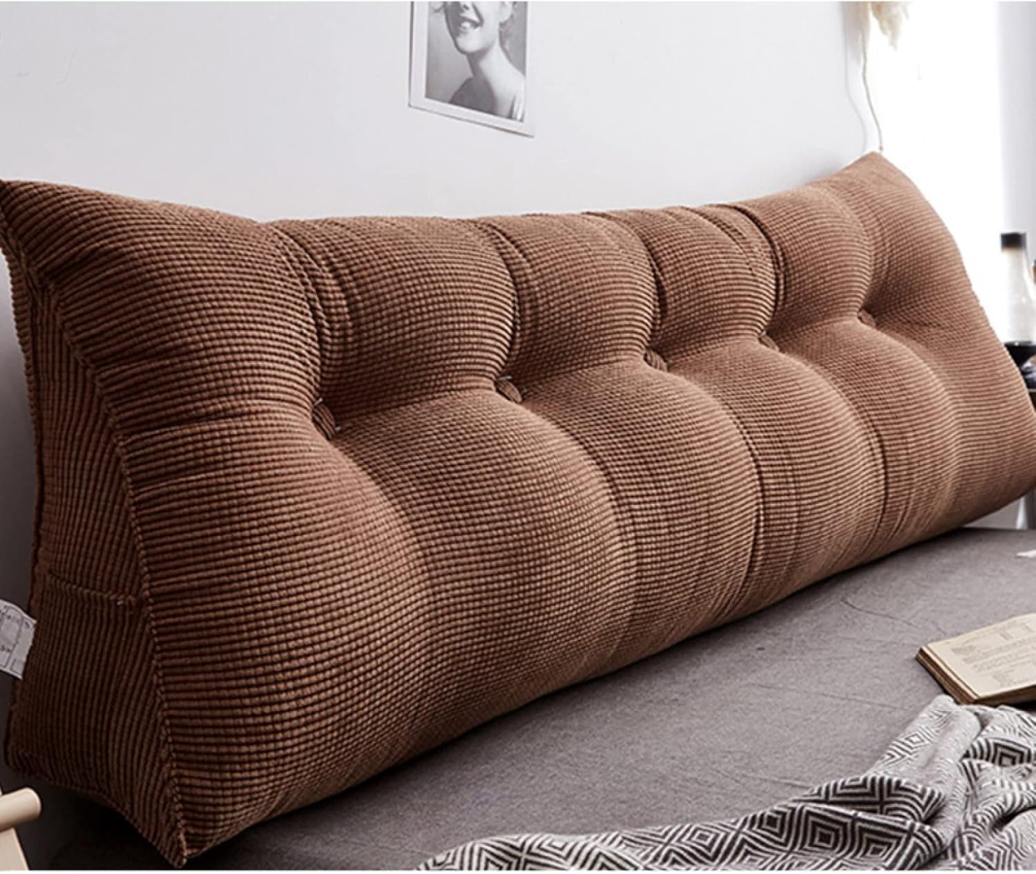 【全店通用25％OFFクーポン】腰枕 クッション 背当てクッション 読書枕 120*25*50cm テレビ枕 60*25*50cm 腰用クッション モダン PPコットン バックレスト ブラウン 立体構造 蒸れない ソフト 座椅｜大森麗萱