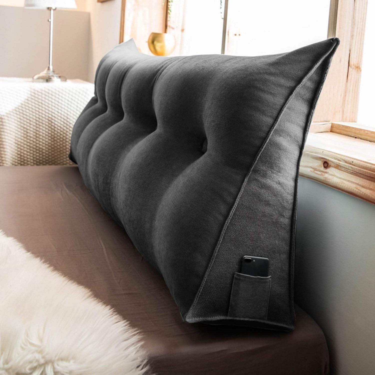 【全店通用25％OFFクーポン】ウェッジ枕 三角ヘッドボードクッション 背もたれクッション 180*50*20cm 腰当てまくら 読書枕 カラー10 洗えるカバー パッド 贈り物 ロング 座椅子 レストクッション 出窓リラック｜大森麗萱