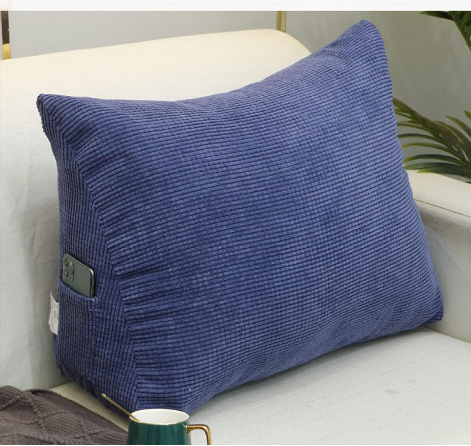 【全店通用25％OFFクーポン】三角クッション クッション 読書用クッション 45*22*50cm 弾力 ディープブルー 厚い ナチュラル 腕枕 足上げ うつぶせ寝クッション ごろ寝 ソファー 寄りかかり テレビまくら ベッド｜大森麗萱