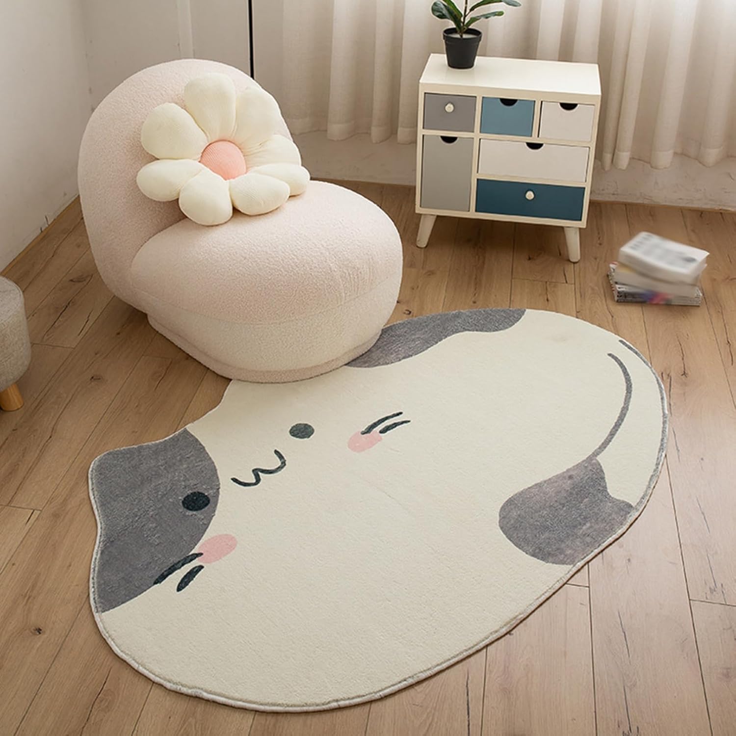 【20%OFFクーポン】チェア 猫型 レモン 不規則 子供部屋 チェアマット 短い毛足 フロアマット オフィスチェアマット 掃除しやすい 傷防止 フローリング テレワーク チェア ソファシートマット 足元｜大森麗萱