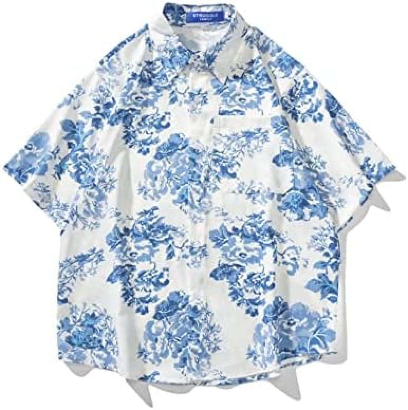 半袖シャツ メンズ ビーチシャツ 夏服 青い 花柄シャツ ゆったり おしゃれ 通気 吸汗 速乾 軽量 柔らかい ストリート 普段着 カップル ハワイアンシャツ カジュアルシャツ トップス