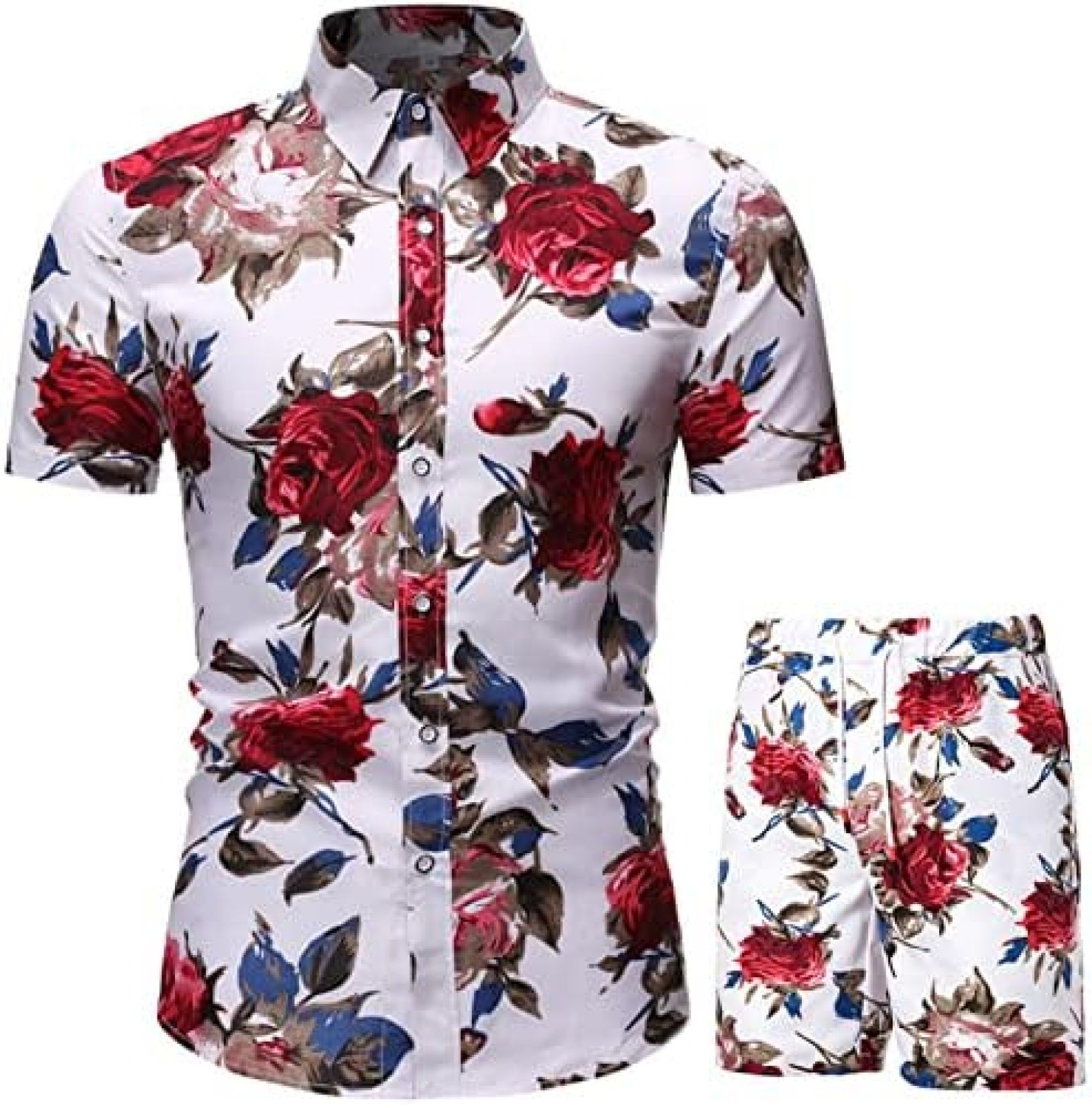 【全店通用25%OFFクーポン】アロハシャツ メンズ ビーチシャツ 上下セット 半袖シャツ 5分袖 パンツ ハワイアン 花柄シャツ 薄手 日焼け止め 総柄 かっこいい おしゃれ サマーシャツ カジュアルシャツ 通気 夏祭り ?|大森麗萱
