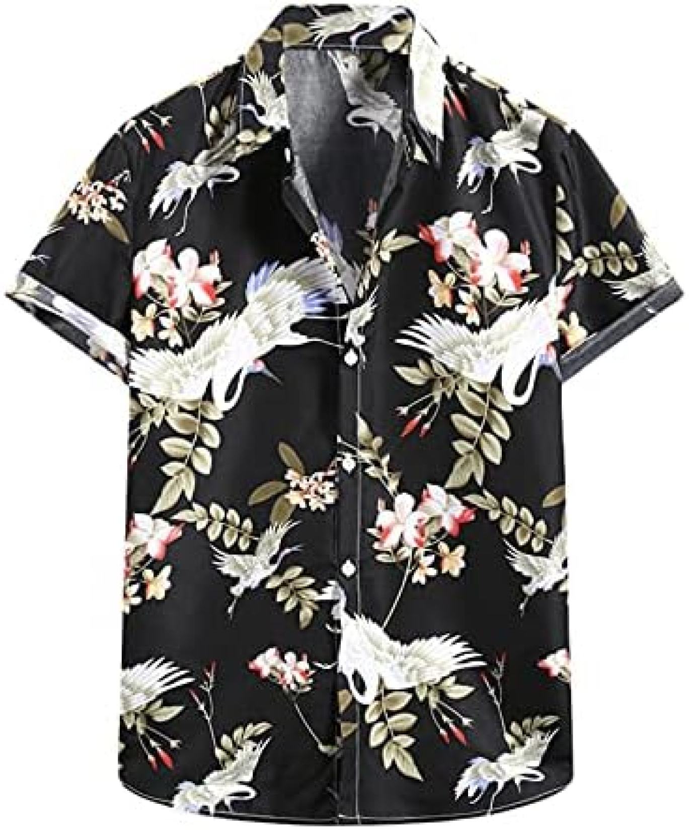 花柄シャツ メンズ 半袖 アロハシャツ 男性 鶴柄 UVカット ビーチシャツ サマーカーディガン プリント サマーシャツ 開襟シャツ 通気速乾 ハワイ風 花柄 軽量 創意 ギフト