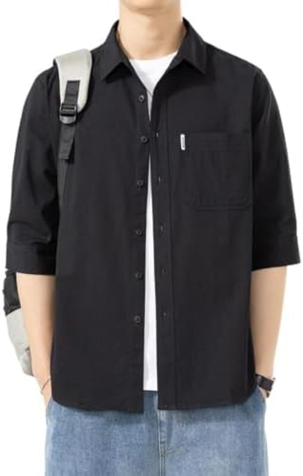 【今日このごろ制限事項、超買得30％OFF引き換え証、2度潮合い皆無】メンズ プルオーバー 半袖 夏服 五分袖 一般受け Yシャツ 気が大きい大きさ 無地 たわい無い パステル色の かっこいい 心地よい プルオーバー