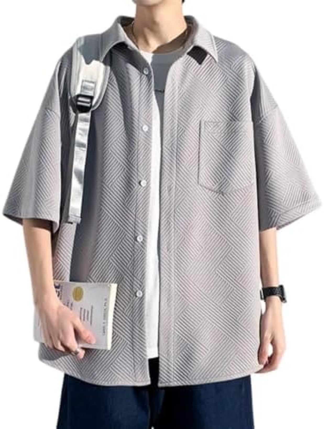 シャツ メンズ 半袖 無地 大きいサイズ シャツ 夏服 カジュアル オシャレ 柔らかい 人気 服 男性用シャツ