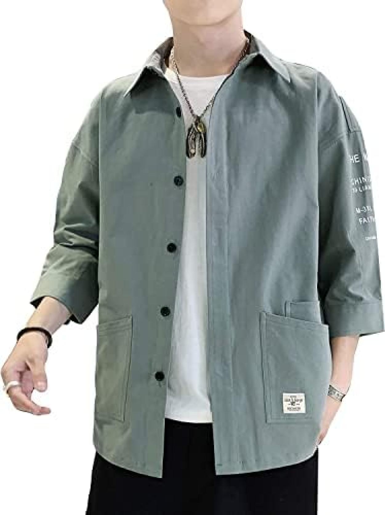 夏服 メンズ 七分袖 シャツ 吸汗速乾 汗染み防止 快適 軽い 柔らかい かっこいい ワイシャツ カジュアル シンプル オシャレ 人気 春夏