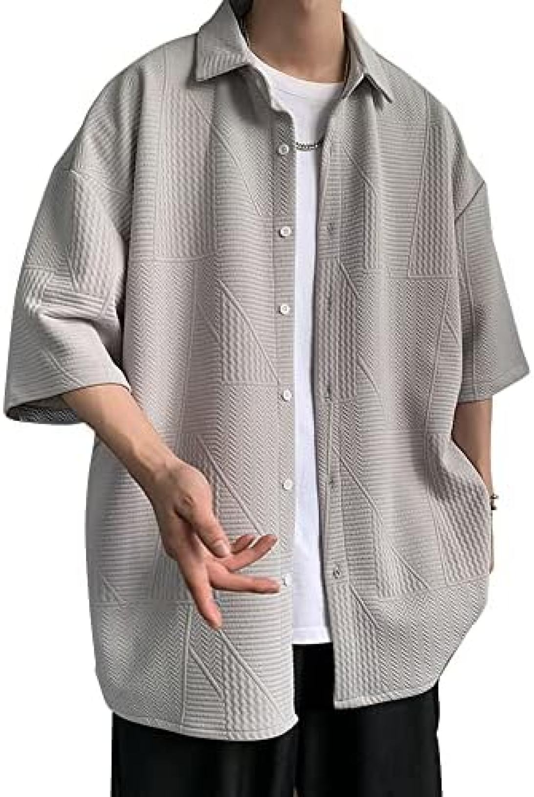 【全店通用25%OFFクーポン】メンズ シャツ 半袖 夏服 無地 大きいサイズ カジュアル オシャレ おしゃれ ゆったり シンプル 軽い 柔らかい 人気 メンズ服 シャツ|大森麗萱