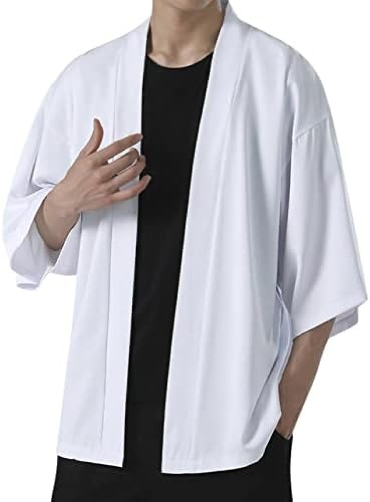 【全店通用25％OFFクーポン】シャツ メンズ 夏服 ビジネス カジュアル 無地 和風 羽織 アウターシャツ 和式カーディガン 七分袖 春夏秋 ゆったり 着物風 通気性 薄手 Tシャツ 軽量 大きいサイズ おしゃれ カットソー｜大森麗萱