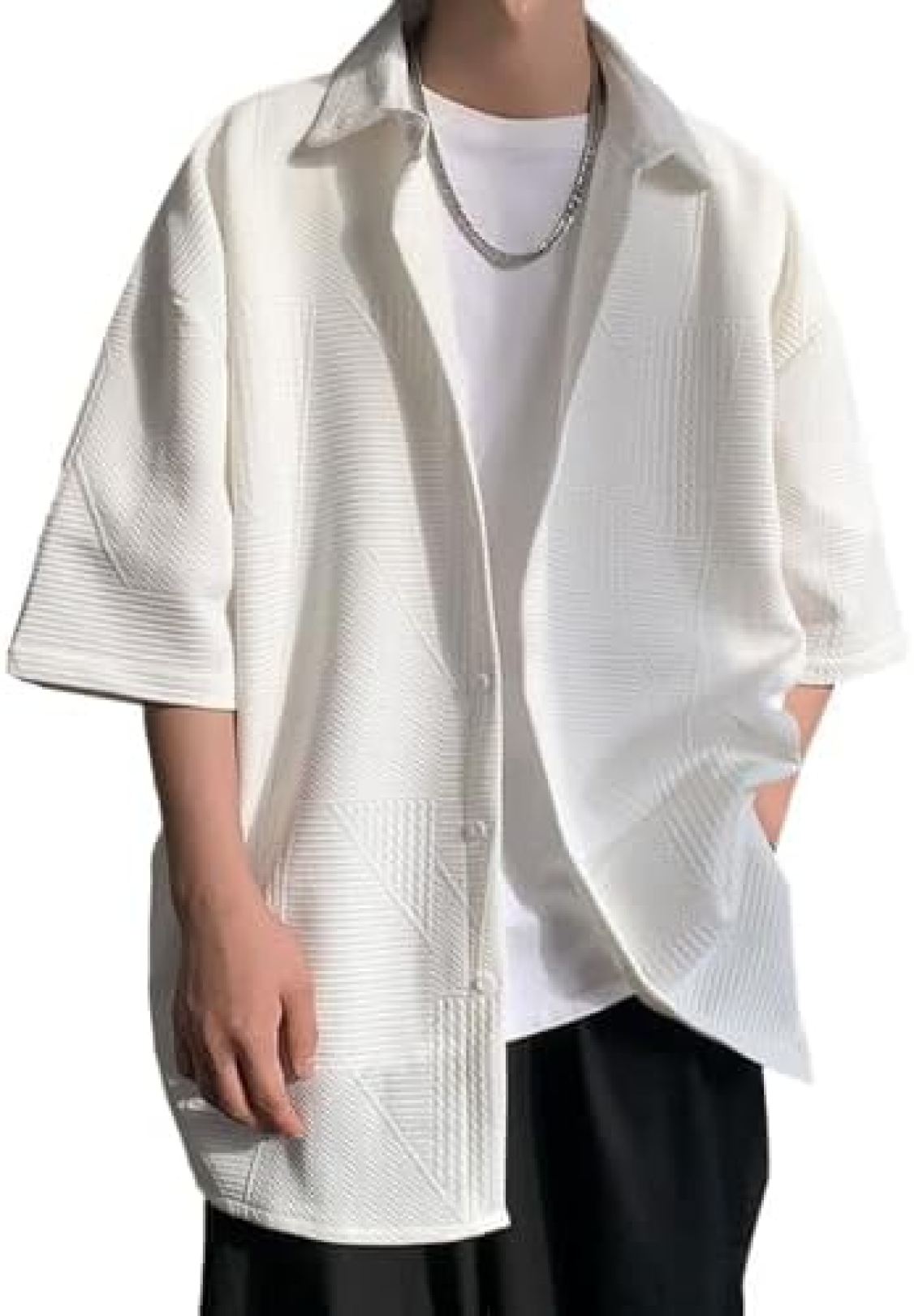 【今日このごろ制限事項、超買得30％OFF引き換え証、2度潮合い皆無】プルオーバー メンズ 半袖 気が大きい大きさ 夏服 心地よい 無地 開襟プルオーバー 五分袖 ゆったり パステル色の オシャレ 分かりやすい