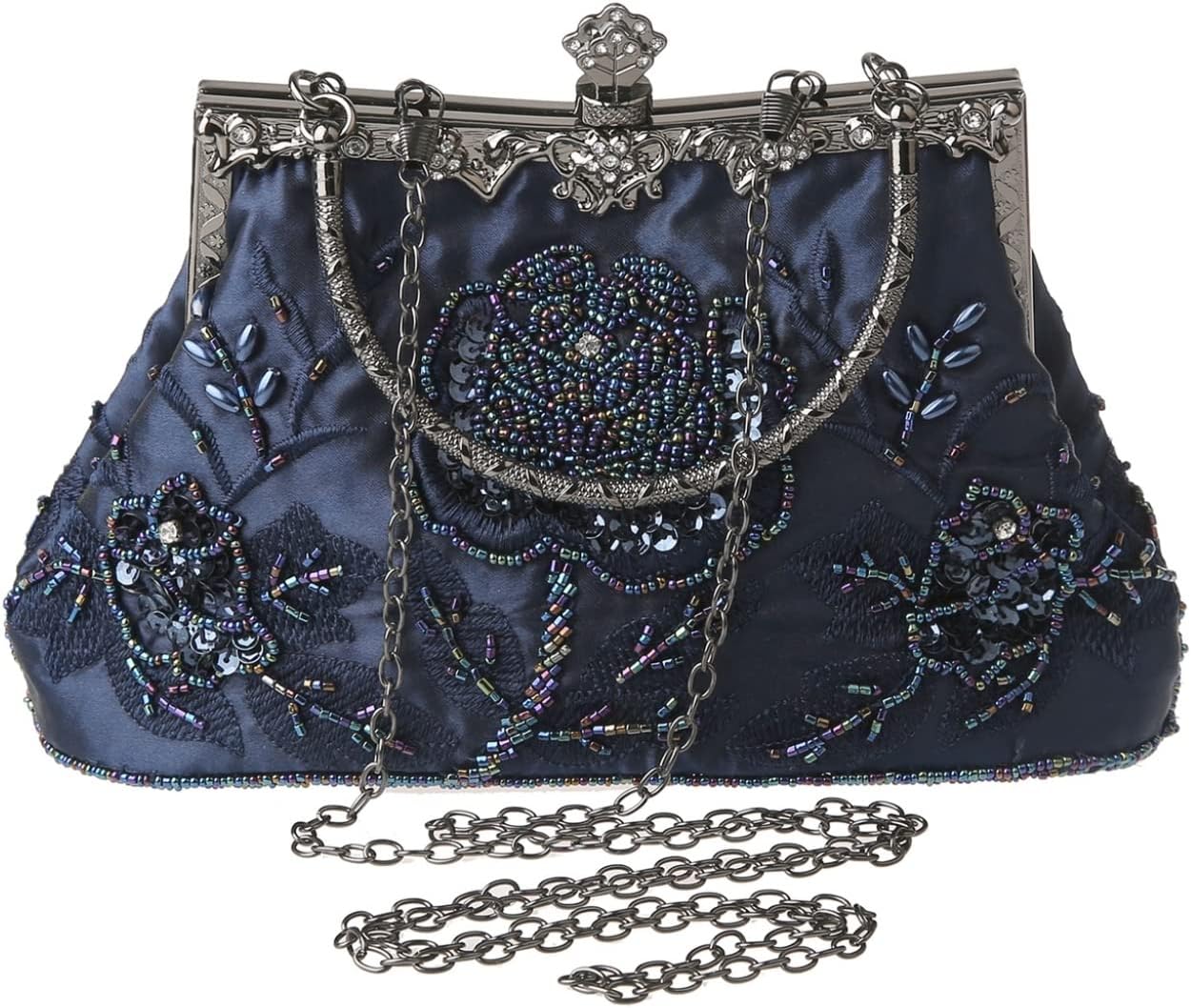 【25％OFFクーポン】ビーズ スパンコール 3way パーティーバッグ 刺繍 がま口バッグ キラキラ レディース 上品 クラッチバッグ チェーン付き おしゃれ エレガント ショルダーバッグ スパンコール かわいい アンティ