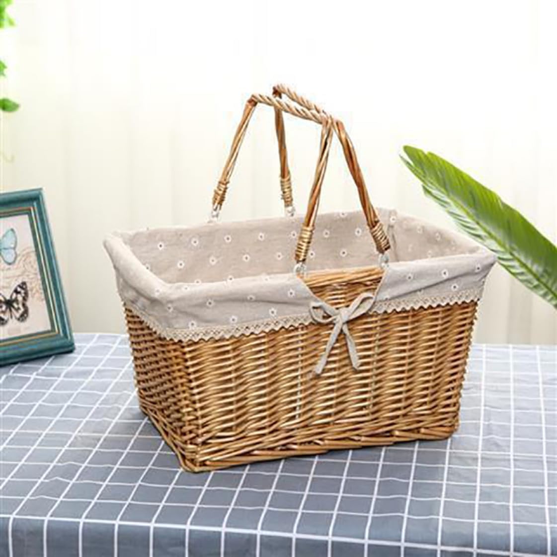 【全店通用25%OFFクーポン】籐のかごバスケット ふた付き 収納かご 収納バスケット 和風 ラタン カーキ2 籐かご ラタンバスケット ピクニックバスケット かご カゴ 籠 野菜かご 持ち手 小物入れ 可愛い お菓子 果物|大森麗萱