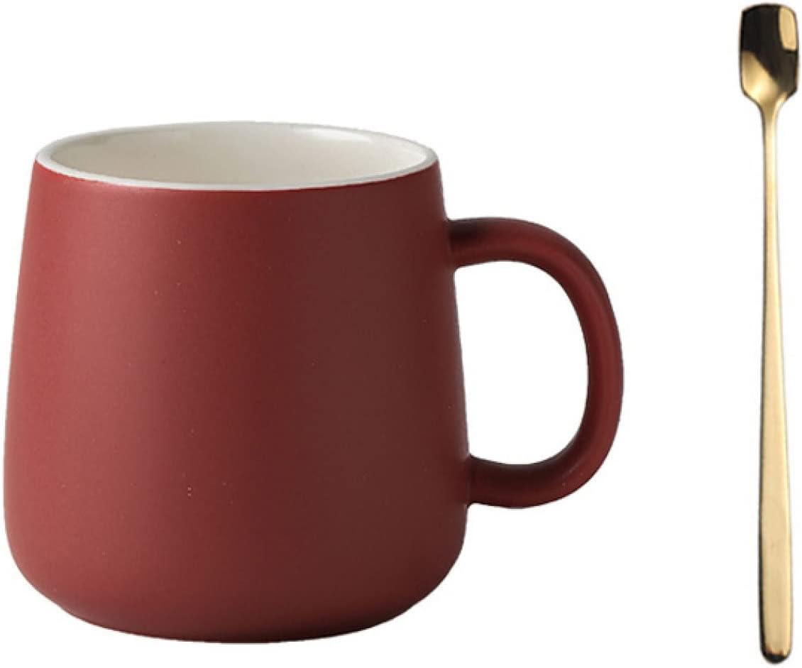 【25％OFFクーポン】マグカップ 陶器 380ml 赤色 無地 スプーン付き クリスマス ギフト カップル ホーム オフィス コーヒーショップ 喫茶店 人気 ご夫婦 結婚記念日 新築祝い 女性 男性 可愛い エスプレッソカ
