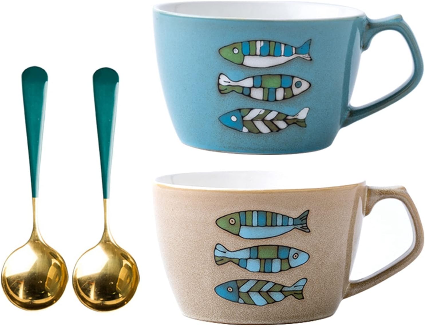 【25％OFFクーポン券】魚柄 カップ 青+黄味がかった 650ml セラミックス 瀬戸もの 西洋ナシ 御匙付き添い人 好いたらしい 格好のいい 聞こしめす優勝杯 身寄り用 二人組 差し上げ物 差し上げ物 贈りもの 朝ごはん優勝杯 紅茶優勝杯 珈琲優勝杯 マグカップ・ティーカップ-コーヒー・お茶用品-キッチン用品・食器・調理器具