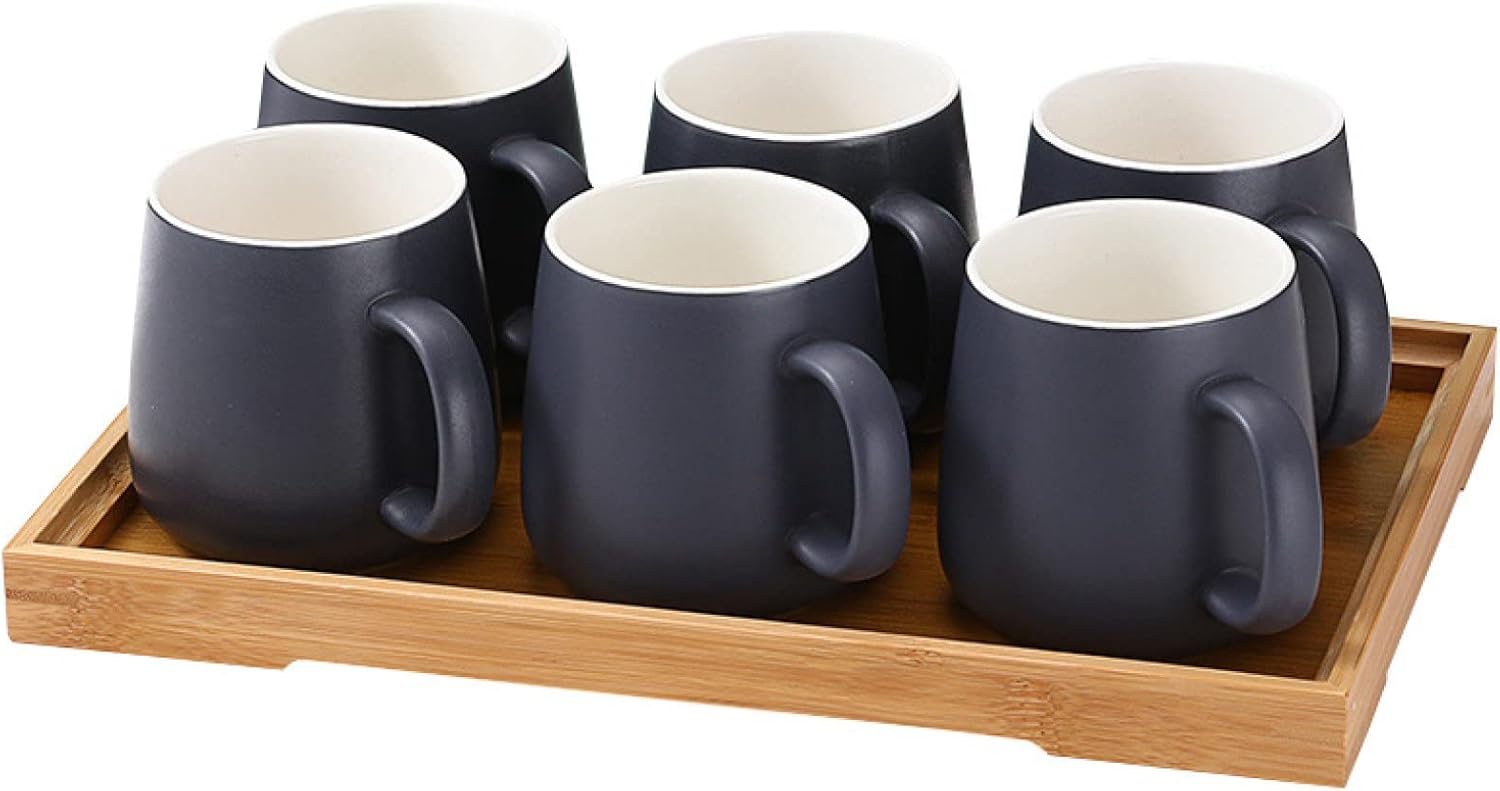 マグカップ 陶器 380ml 7点セット 6客用 無地 クリスマス ギフト カップル ホーム オフィス コーヒーショップ 喫茶店 人気 ご夫婦 結婚記念日 新築祝い 女性 男性 可愛い エスプレッソカ