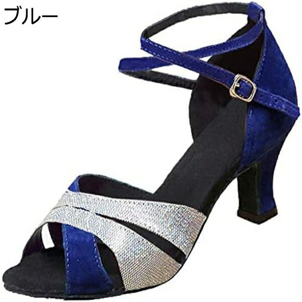 【今日このごろ制限事項、超買得30％OFF引き換え証、2度潮合い皆無】レディースクロスアンクルストラップピープトウスパークルラテンダンスサンダルガールズルンバウォルツボールルームサルサダンスシューズ (Color : Blue, Size : 3.5 UK)