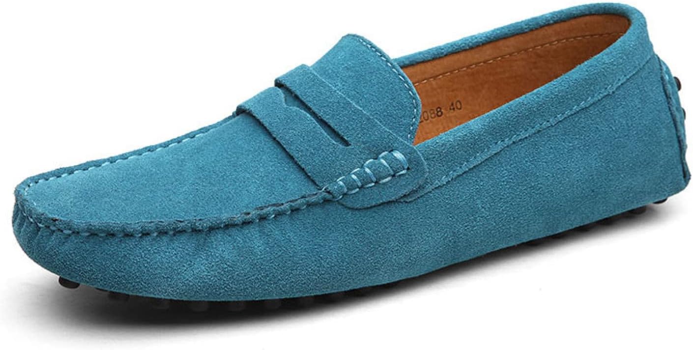 【20%OFFクーポン】24-29.5cm モカシン スエード スリッポン ビジネスシューズ 紳士靴 ローファー メンズ 無地 大きいサイズ フォーマル ファッション カジュアル 春夏秋 ブルー ブラウン イエロー カーキ｜大森麗萱