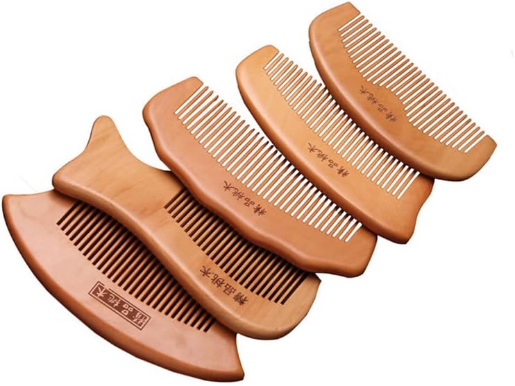 高級木製櫛 ヘアコーム くし 半月とき櫛 頭皮マッサージ 天然自然木静電気防止 レディース 人気 サラサラ ヘアケア 高? 絡まない プレゼント ギフト 5本セット