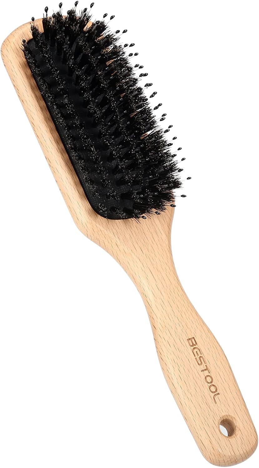ヘアブラシ 豚毛 くし 木製 櫛 パドルブラシ メンズ レディース こども ヘアケア 高? コーム 頭皮マッサージ サラサラ 艶髪 絡まない 髪質改善