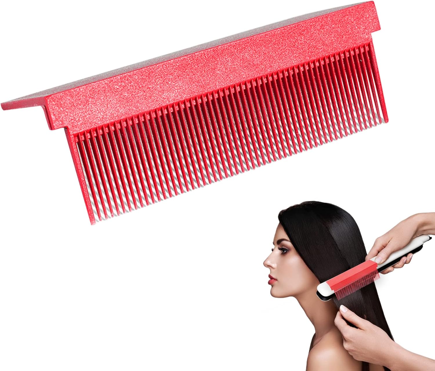 ストレートヘアアイロン用 コーム アタッチメント アクセサリー アイロン コンパクト 洗える プロ用 家庭用 【コームのみ】 (ピンク)