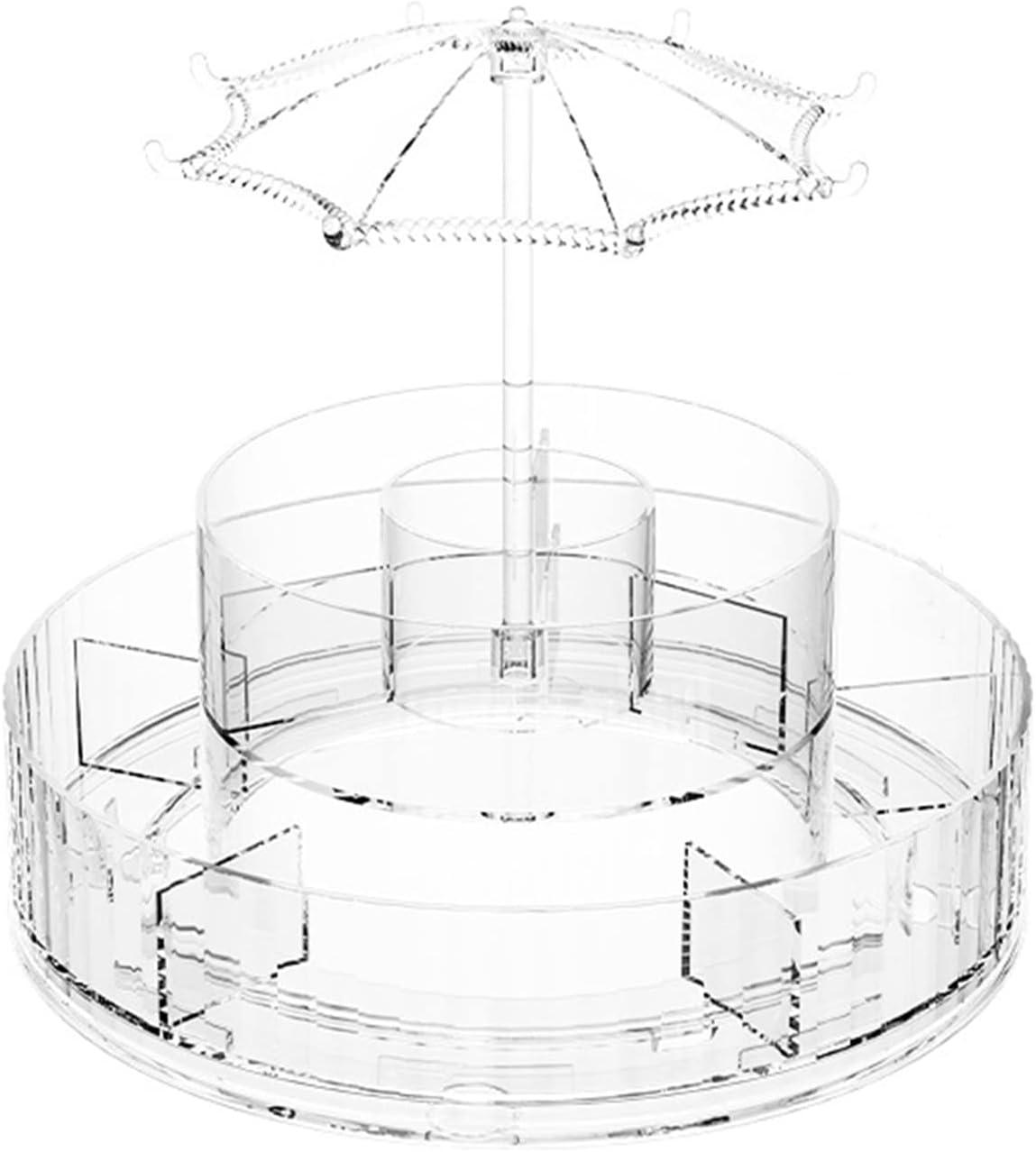 【全店通用25％OFFクーポン】クリアデスクトップコスメティック収納ボックス 360&deg;回転メイクアップブラシホルダーオーガナイザー 自宅/寝室/寮/ローション/化粧品収納ボックス用 クリア｜大森麗萱