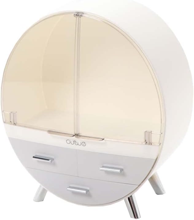 【全店通用25％OFFクーポン】アイモハ メイクボックス コスメボックス 化粧品ボックス メイクケース 丸型 収納 引き出し 小物入れ 幅29.5 高さ34.2 奥行16 (グレー)｜大森麗萱