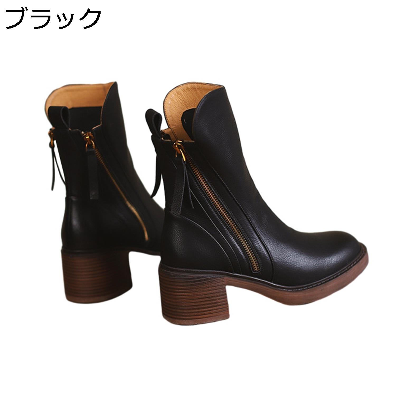 【全店通用25%OFFクーポン】ショートブーツ レディース 春秋冬 ブーツ ジッパー 歩きやすい 疲れない 20代/30代/40代 通勤 通学 旅行 OL風 幅広 おしゃれ かわいい 太ヒール カジュアル ブーティ チャンキ|大森麗萱