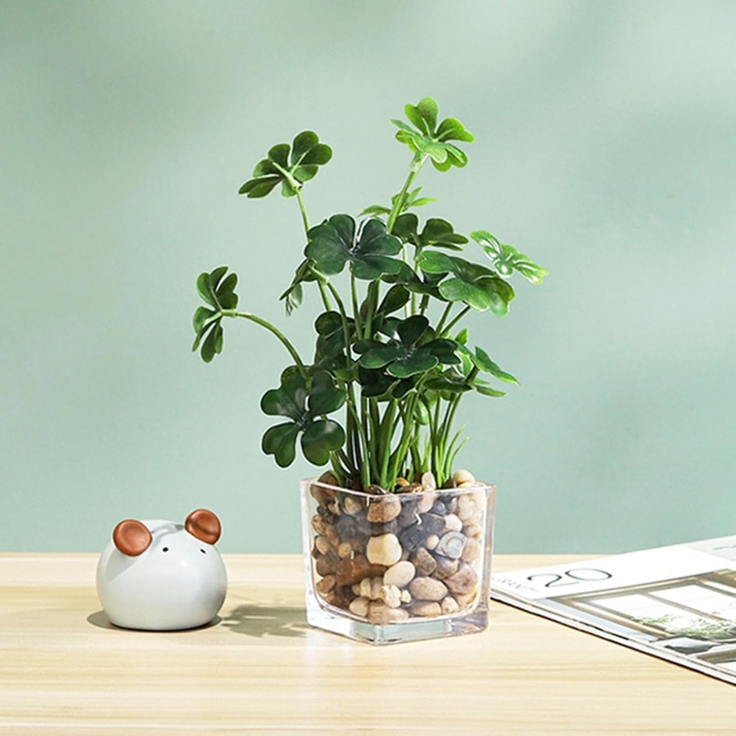 フェイクグリーン 卓上 鉢植え 盆栽 ガラス鉢付き 人工観葉植物 本物そっくり 高さ約25cm インテリア オフィス 店舗 装飾 撮影 置物 枯れない 世話いらず おしゃれ 北欧 新築 開店 贈り物