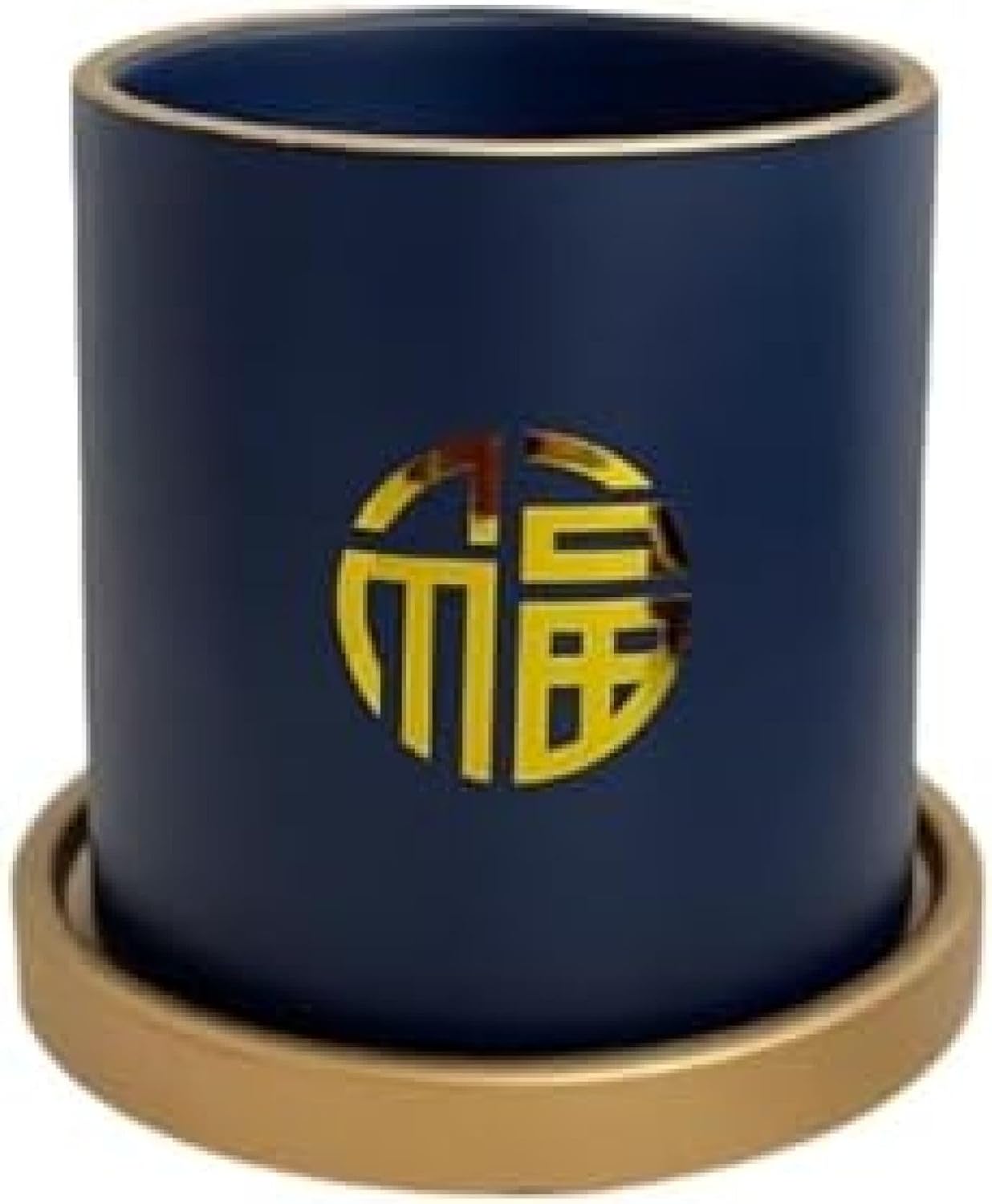 陶器鉢 セラミック 鉢 受け皿付き 底穴あり 円筒形鉢 おしゃれ穴付き 幸運の字です 観葉植物 プランター シンプル 通気透水 植物植木鉢セラミック 皿付ラー 部屋 円筒形 屋内外利用可 飾り インテ