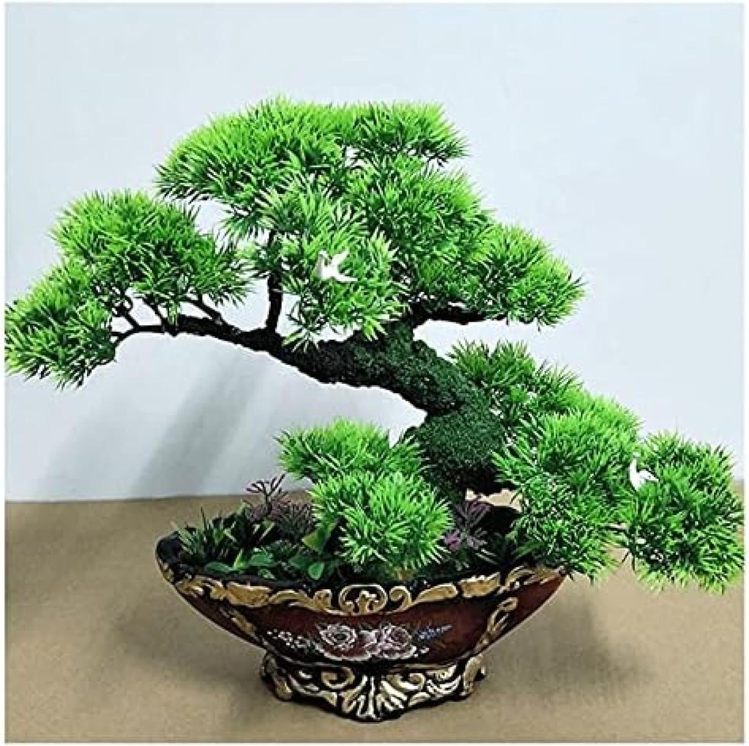 人工観葉植物 13インチシミュレーション快適な松、人工松の木の緑の植物鉢植えの装飾、バルコニーのリビングルームと寝室で使用されています 人工盆栽 28,539円