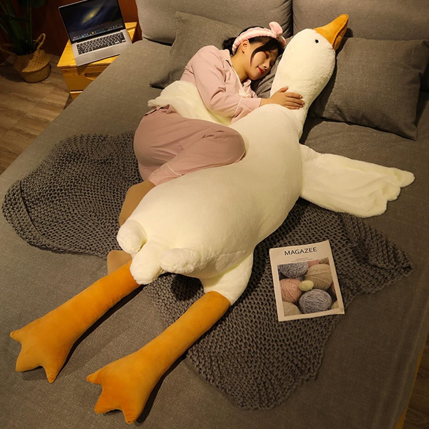 【今日このごろ押さえる、超買得30％OFFクーポン券、2度汐合い絶無】鵞鳥 抱き枕 ぬいぐるみ 特大 白いこと 50-130糎 馬鹿でかい ねむねむ ロング座布団 抱きまくら 添い寝まくら 座布団 背当たれ 腰枕 うつ伏せ座布団 お睡眠時間まくら