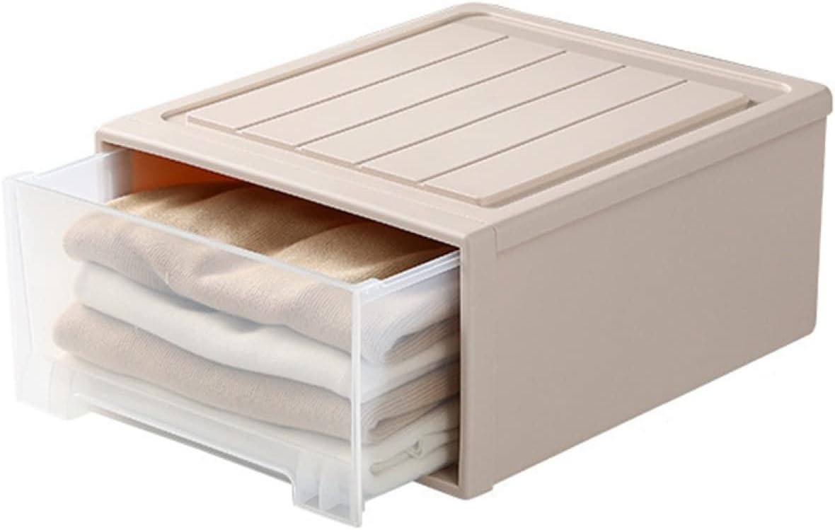 【全店通用25％OFFクーポン】衣装ケース 収納ケース プラスチック 北欧 ホワイト ベージュ コーヒー色 引き出し式 積み重ね 大容量 防塵防水 整理 ぬいぐるみ収納 梅雨時収納 透明窓付 雑物収納 衣類収納ケース｜大森麗萱